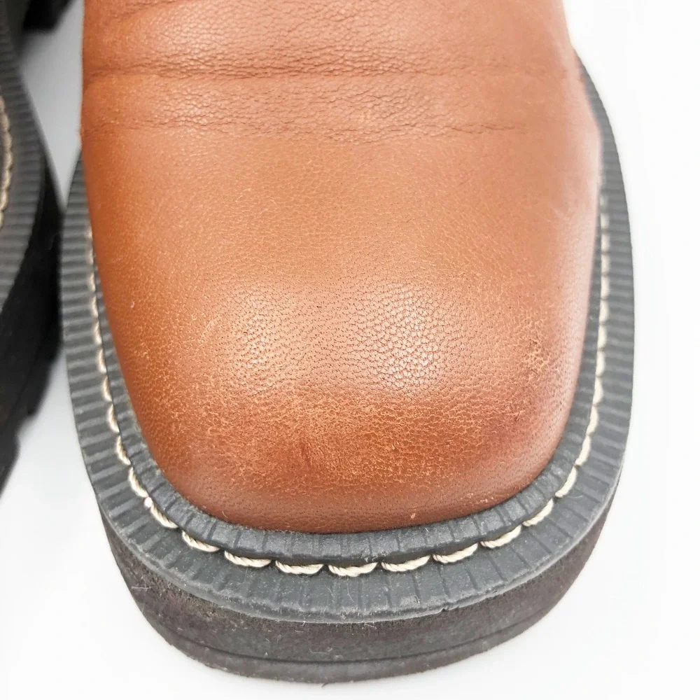 Sam Edelman Boots Womens 7.5 Laguna Brown Leather Waterproof Chelsea Lug Sole